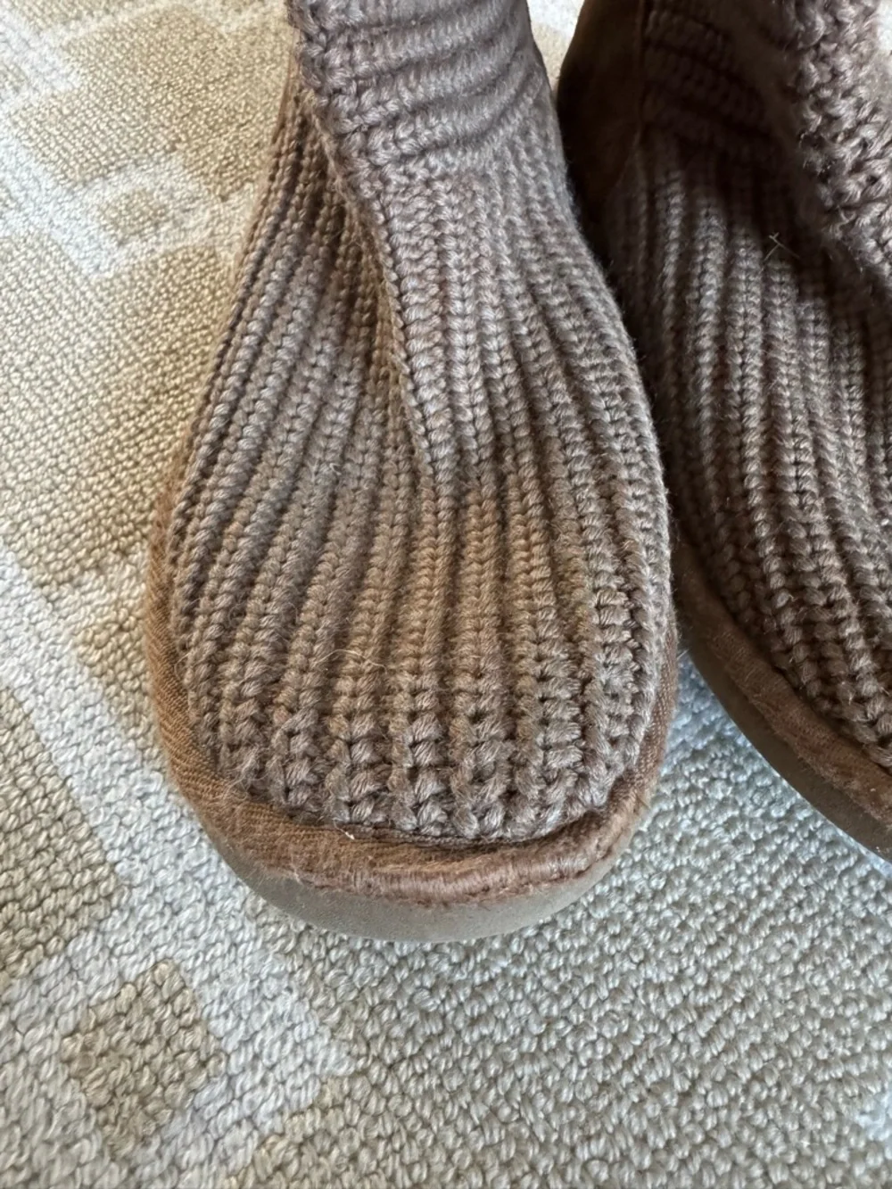 UGG Australia Knit Sweater Boots Fold Over Cozy Lounge Slouch Brown Size 9